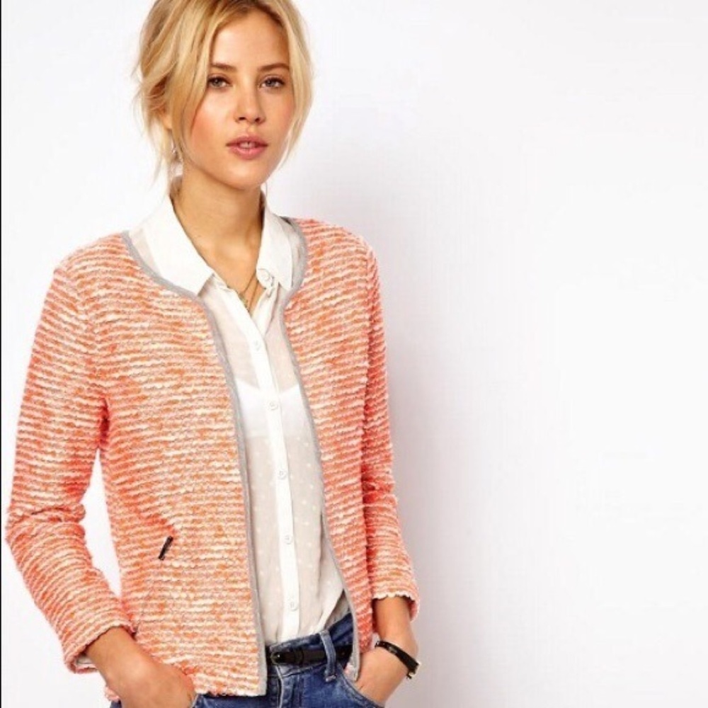 ASOS orange boucle cardigan/blazer. Size 12